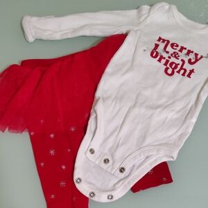 Carter's White and Red Baby Outfit 3m